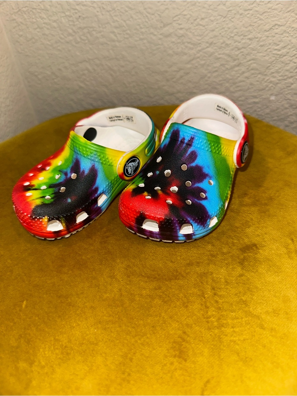 CROCS Kids Tie-Dye Clogs in Rainbow Colors